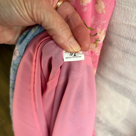 Ramy Brook Isabel Floral Handkerchief Dress Horizon Rose Pink Combo, 6 - Picture 13 of 13